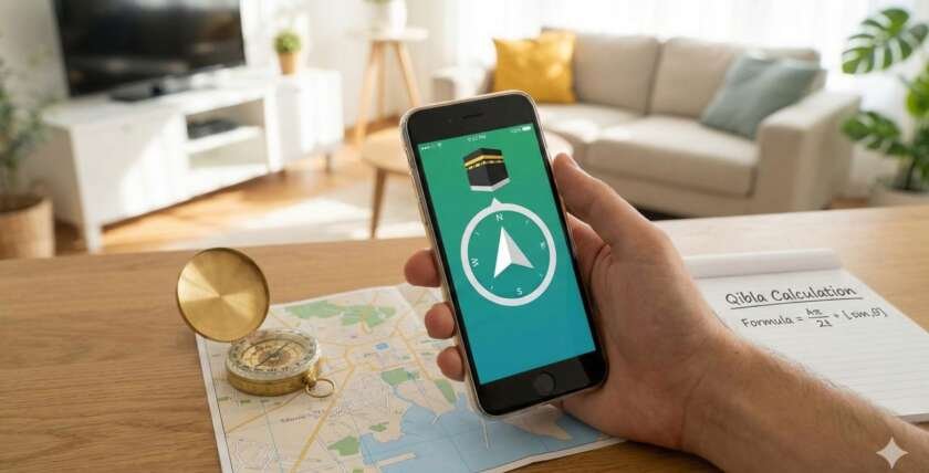 Easy Qibla Direction Calculation with Smartphone App and Compass