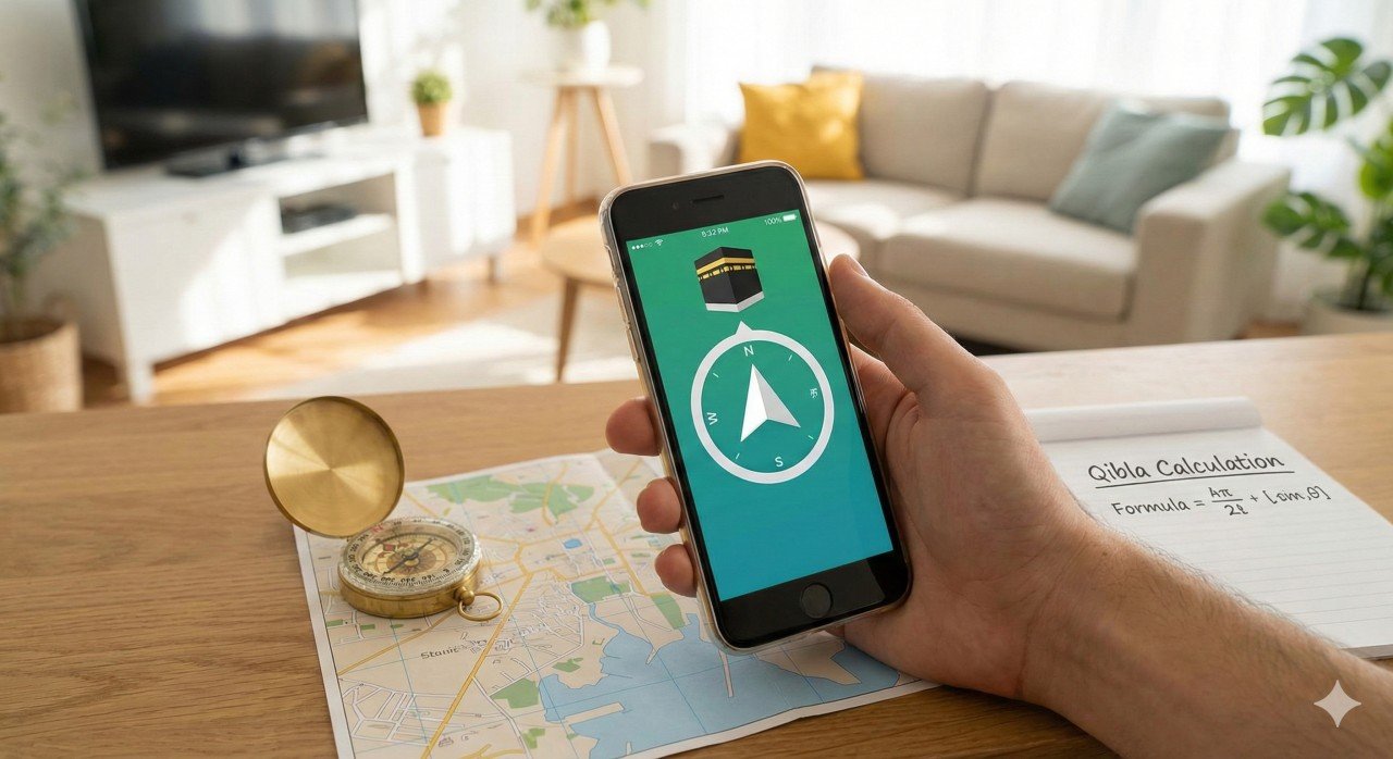 Easy Qibla Direction Calculation with Smartphone App and Compass