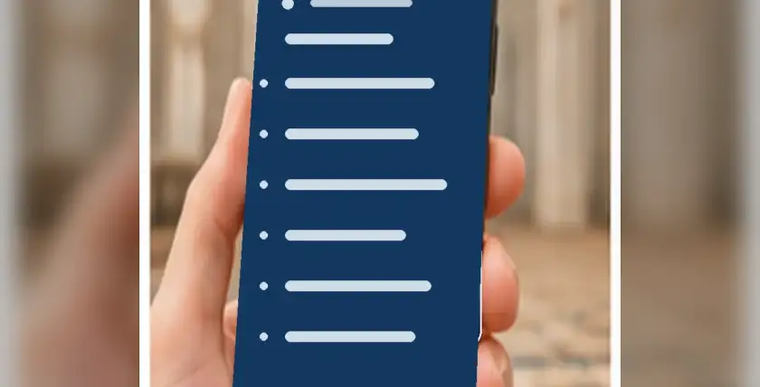 Muslim traveler checking a prayer timetable on a smartphone while away from home